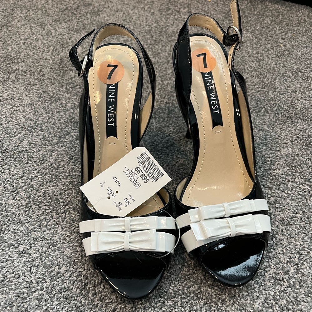 Black & white patent Nine West Heels